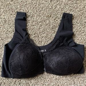 Black Lace Front Snap Bra